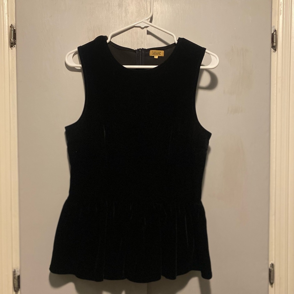 Black velvet peplum tank top